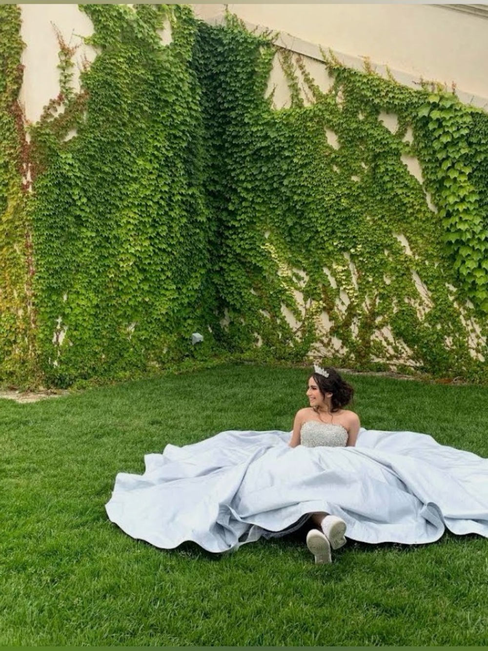 Strapless Silver Ball Gown Prom Dress